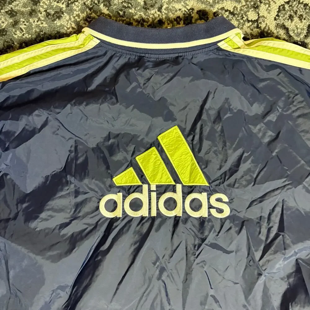 Vintage Adidas 90s Navy Sage Green Collared Windbreaker Mens Sz‎ XL Preowned